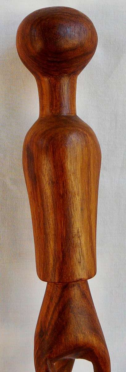 An African Ceremonial Walking Stick - Carved Head above an Open Twist