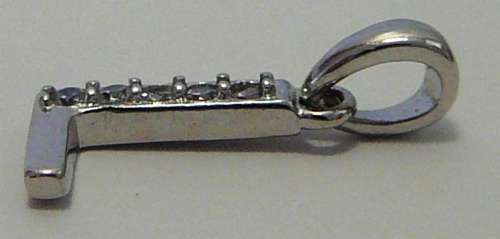 A Sterling Silver L Shaped Charm with 5 CZ's