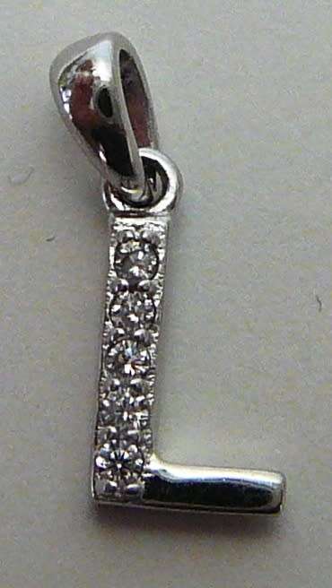 A Sterling Silver L Shaped Charm with 5 CZ's