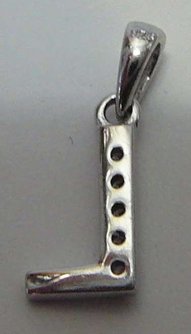 A Sterling Silver L Shaped Charm with 5 CZ's