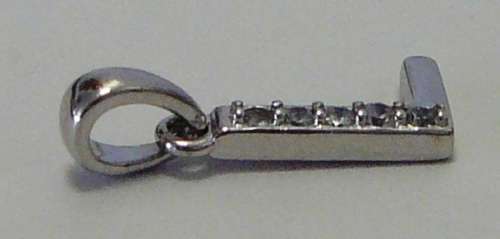 A Sterling Silver L Shaped Charm with 5 CZ's