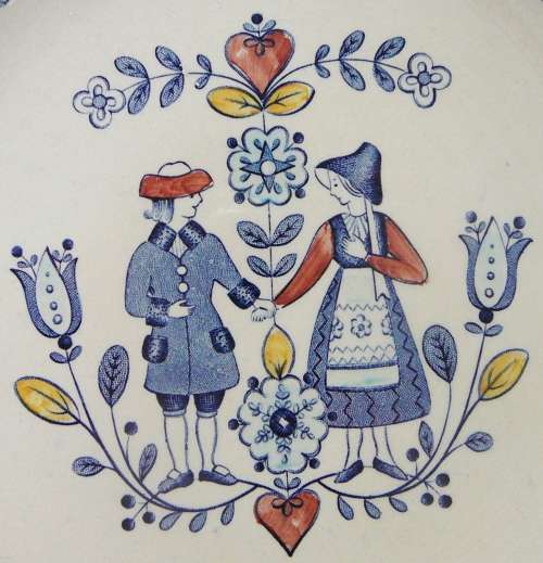 Two OLD GRANITE Plates by Johnson Bros - Hearts & Flowers