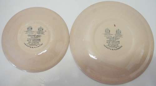 Two OLD GRANITE Plates by Johnson Bros - Hearts & Flowers