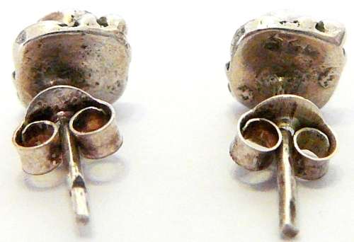 Neat Pair of Sterling Silver Earrings set with Peridot Stones