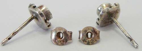 Neat Pair of Sterling Silver Earrings set with Peridot Stones