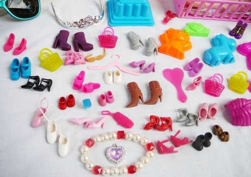 Plastic Suitcase full of Dolls accessories 55+ Items