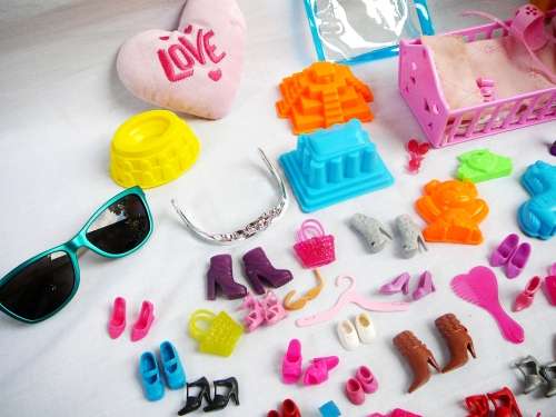 Plastic Suitcase full of Dolls accessories 55+ Items