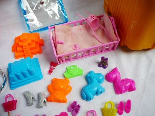 Plastic Suitcase full of Dolls accessories 55+ Items