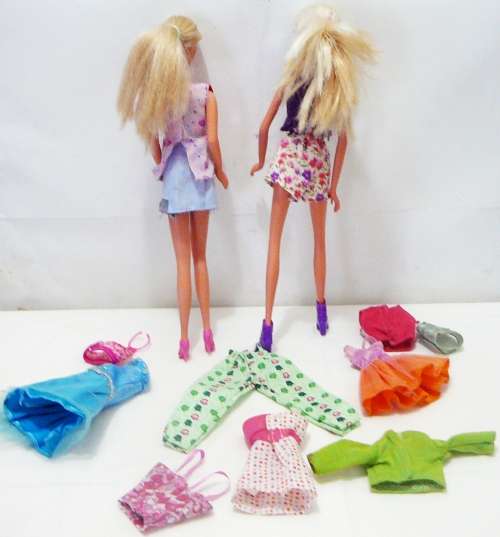 2 Barbie Look a Like Steffi Love Dolls with Spare Clothing & Accessories 13 Items