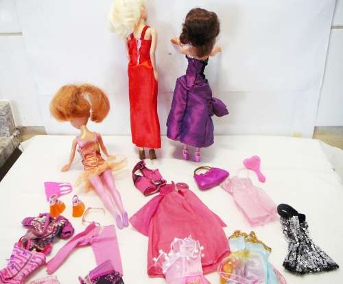 3 Barbie LookaLikes  with Clothing and Accessories