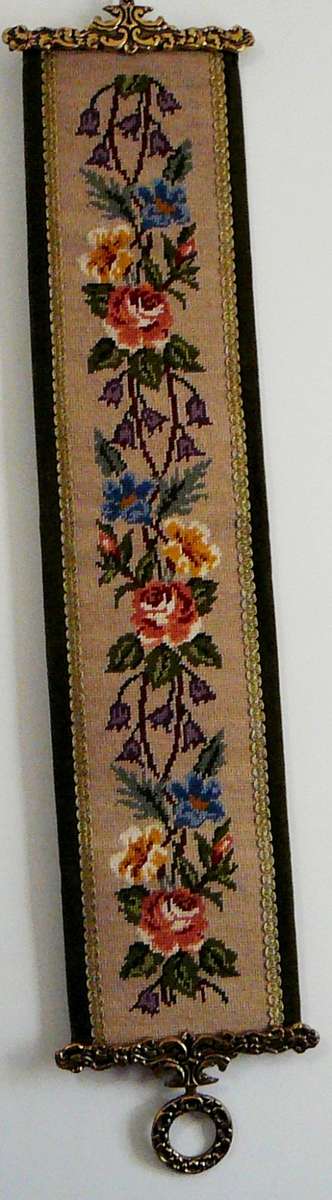 A Delightful Tapestry Bell Pull with Solid Brass Attachments