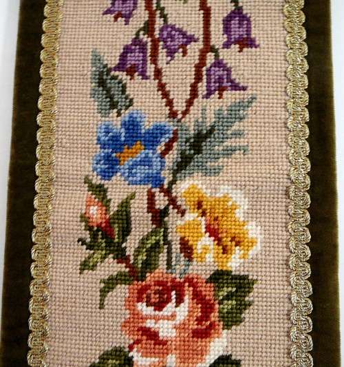 A Delightful Tapestry Bell Pull with Solid Brass Attachments