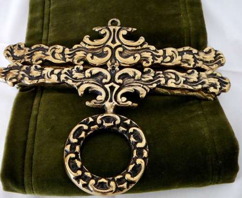 A Delightful Tapestry Bell Pull with Solid Brass Attachments