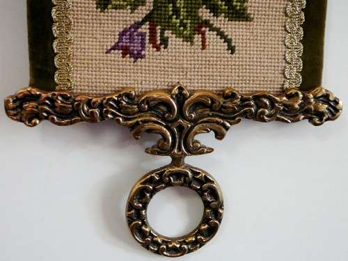 A Delightful Tapestry Bell Pull with Solid Brass Attachments