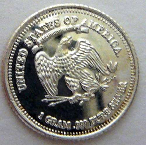One Gram of Pure 999 Silver in the Shape of a United States Coin