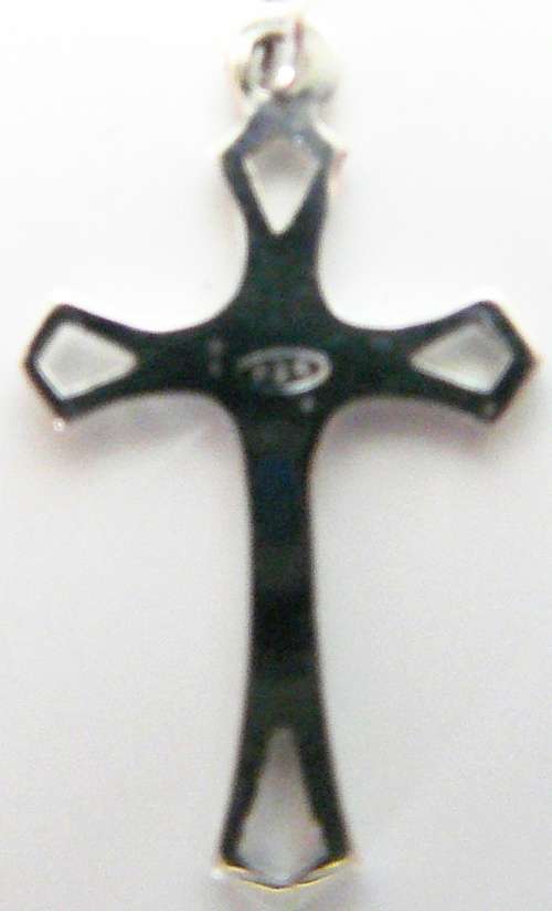 A Sterling Silver Rosary Necklace Chain and Cross