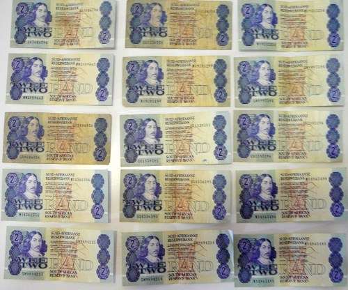 15 Old Two Rand Notes