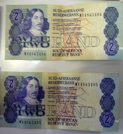15 Old Two Rand Notes