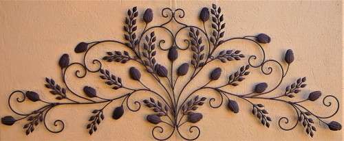 A Very Elaborate Leaf Design Wrought Iron Garden Wall Ornament