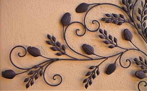 A Very Elaborate Leaf Design Wrought Iron Garden Wall Ornament