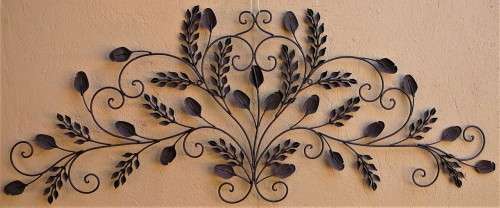 A Very Elaborate Leaf Design Wrought Iron Garden Wall Ornament