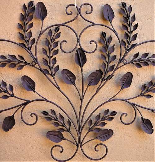 A Very Elaborate Leaf Design Wrought Iron Garden Wall Ornament
