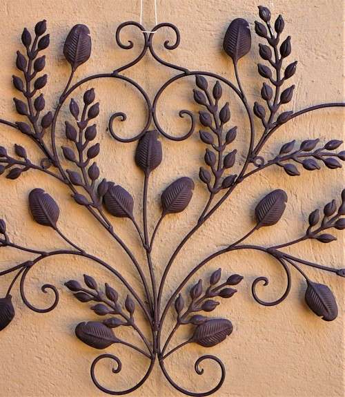 A Very Elaborate Leaf Design Wrought Iron Garden Wall Ornament