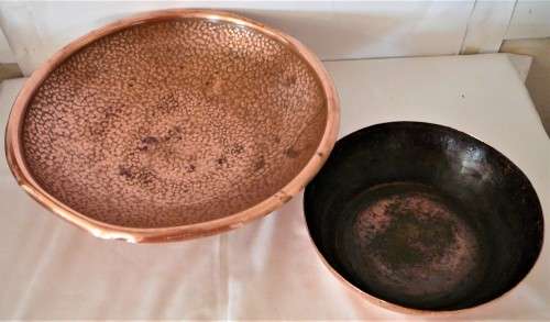 Two Hand Beaten Copper Bowls