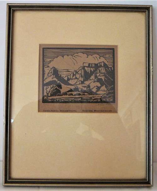 A Framed Ink Print of Mont- Aux-Sources Signed by the Artist