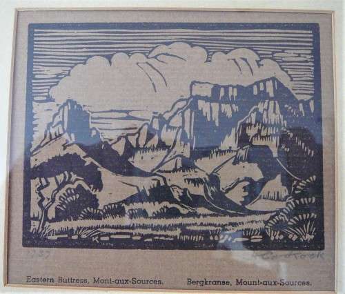 A Framed Ink Print of Mont- Aux-Sources Signed by the Artist