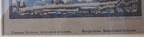 A Framed Ink Print of Mont- Aux-Sources Signed by the Artist