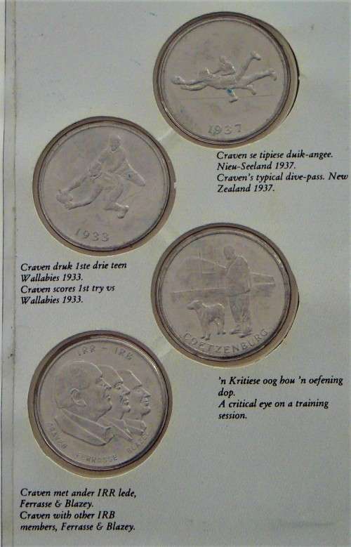 A Carded Set of 4 Danie Craven Commemorative Medals