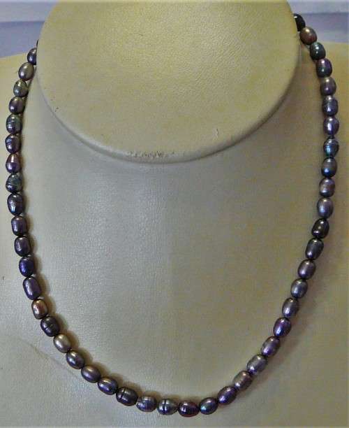 A Necklace of Grey Fresh Water Pearls