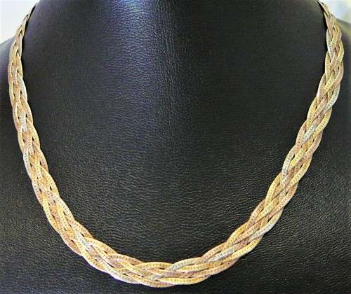 An Stunning Braided Gold Plated Sterling Silver Necklace Chain
