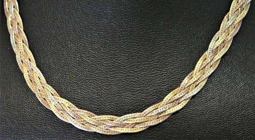 An Stunning Braided Gold Plated Sterling Silver Necklace Chain