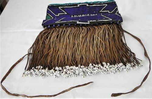 A Hand Made Xhosa Maidens Apron - Glass Beads & Leather Strips