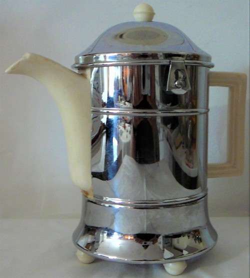 A Vintage Ceramic Coffee Pot with Stainless Cover