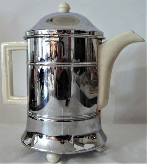 A Vintage Ceramic Coffee Pot with Stainless Cover