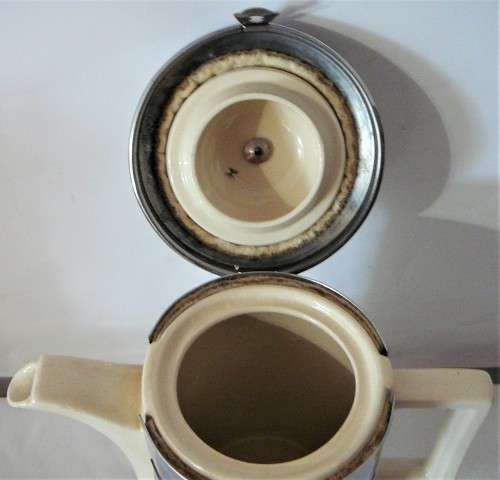 A Vintage Ceramic Coffee Pot with Stainless Cover