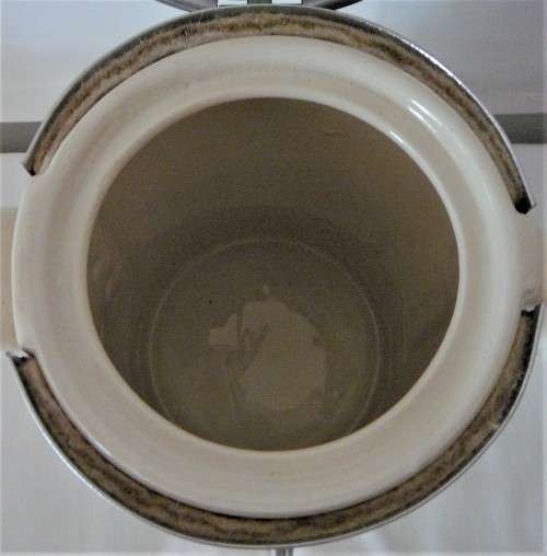 A Vintage Ceramic Coffee Pot with Stainless Cover