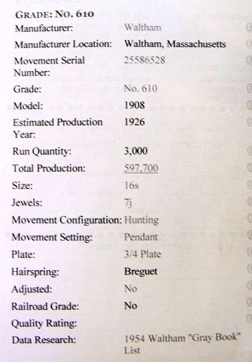 An Antique Waltham Half Hunter Pocket Watch -Working