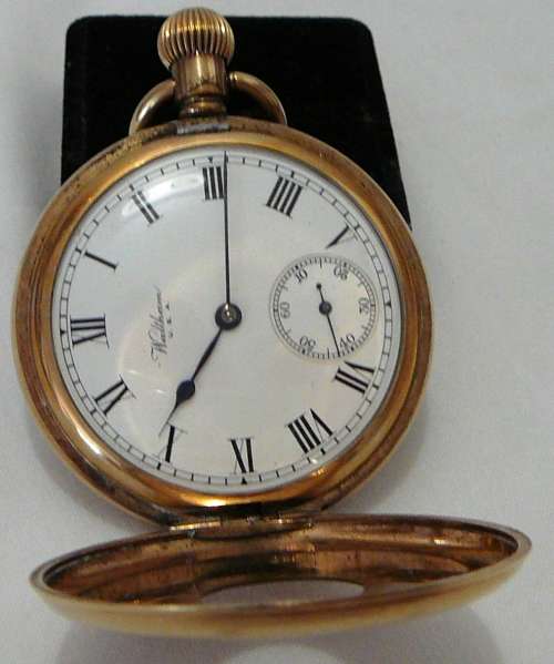 An Antique Waltham Half Hunter Pocket Watch -Working