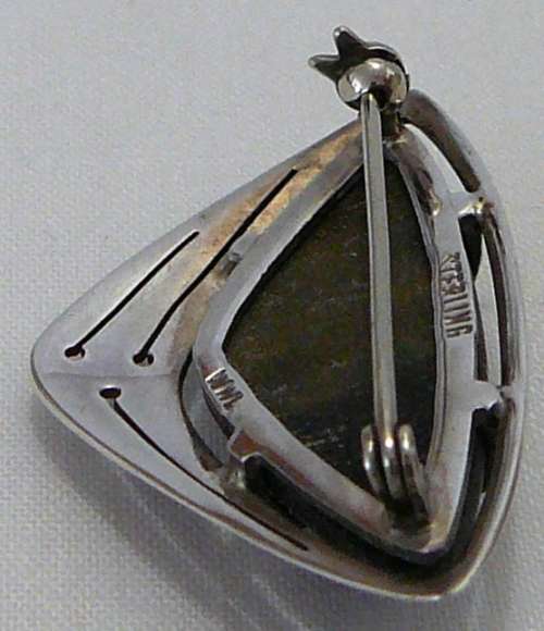 A Beautiful Hawk Eye Stone Brooch set into Sterling Silver