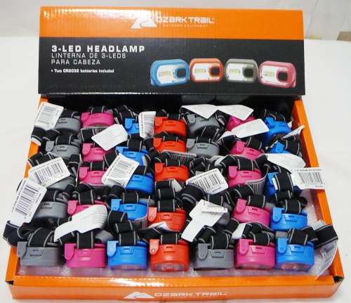 A 3 LED Headlamp with Strap  and Batteries