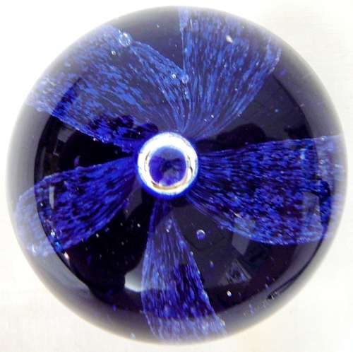 Clear Blue and White Water Splash Glass Paperweight