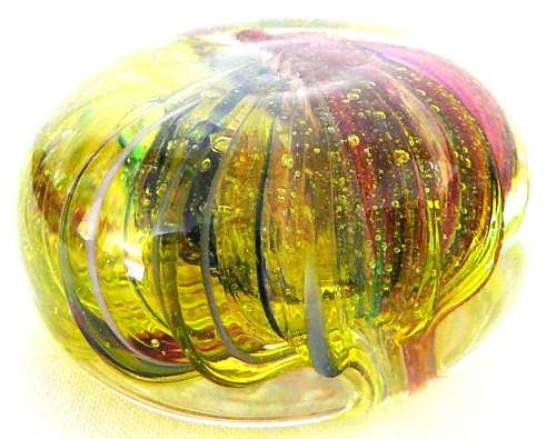 Small Red, Purple, Yellow and Green Glass Paperweight