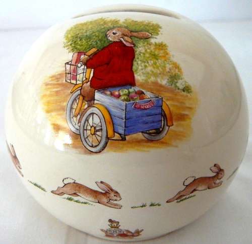 BunnyKins Royal Doulton Money Box - Peter Rabbit Goes to School