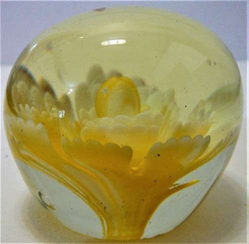 The Yellow Flower - A Very Pretty Glass Paperweight