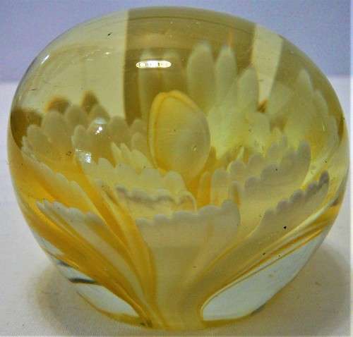 The Yellow Flower - A Very Pretty Glass Paperweight