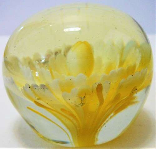 The Yellow Flower - A Very Pretty Glass Paperweight